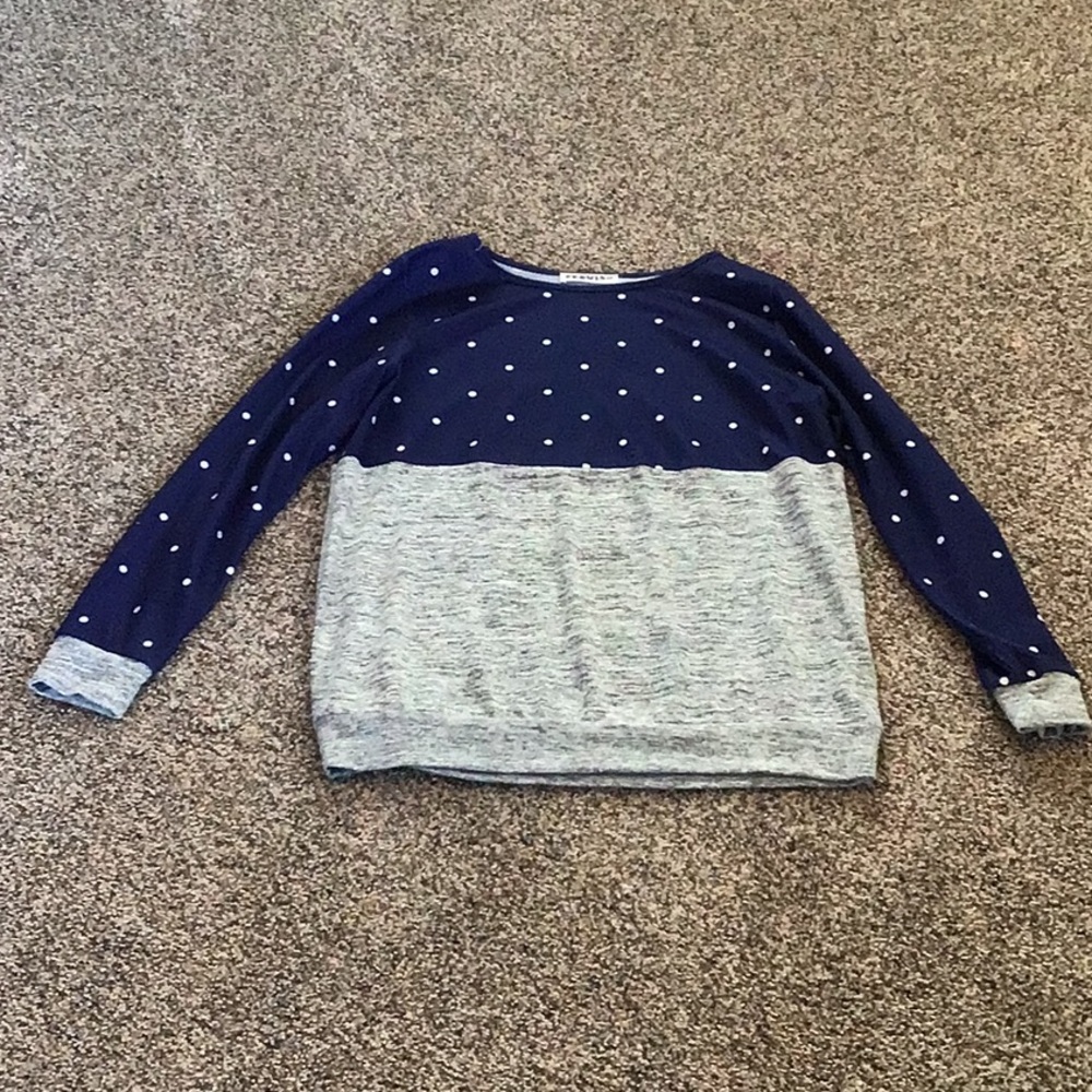 Blue Polka Dot long sleeve shirt SZ L